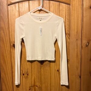 Cream Long Sleeve super soft modal cotton crop Top. NWT size xs Madewell.